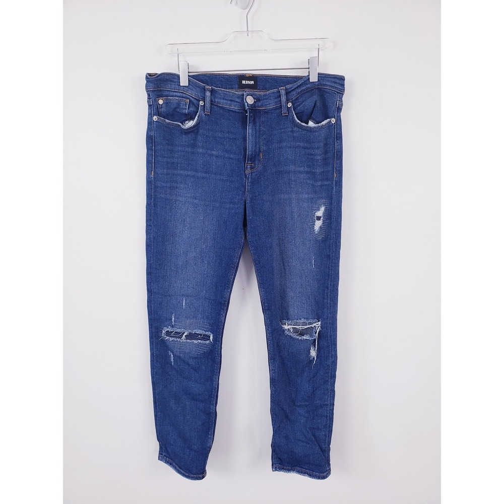 Hudson Tally Midrise Skinny Jeans Blue Distressed WMC4004DSK 31